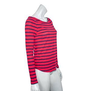 A.L.C. Boat Neck Pullover Blouse Long sleeve red blue stripe small